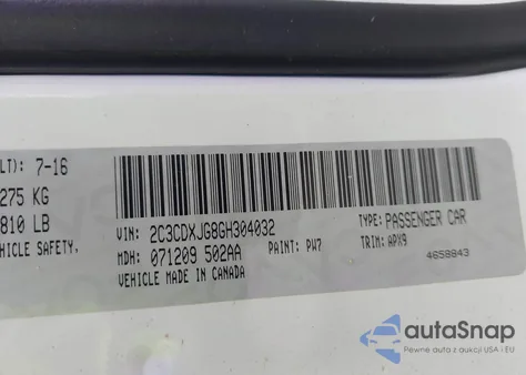 2016 Dodge Charger Sxt из США, поврежденный, VIN 2C3CDXJG8GH304032